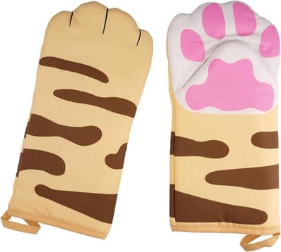 Kattenovenwanten van katoen, 30 x 16 cm, hittebestendig tot 200 °C, ideaal voor bakken, grillen en roosteren