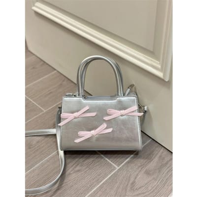 Nieuwe Strik Meisjes Tas Lief en Schattig Handgedragen Kleine Vierkante Tas Veelzijdige One-shoulder Crossbody Tas voor Dames gray