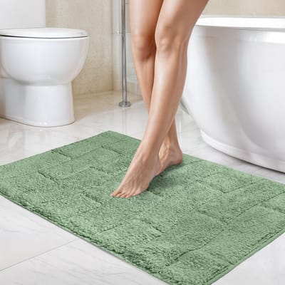 Barclay 100 procent katoen 2 stuks badkamer set golven salie groen, 100%, mat 50x80cm/voetstuk 50x40cm