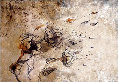 Fotobehangkoning - Behang - Vliesbehang - Fotobehang Vintage Zonnebloemen - Breath of wind - 200 x 140 cm