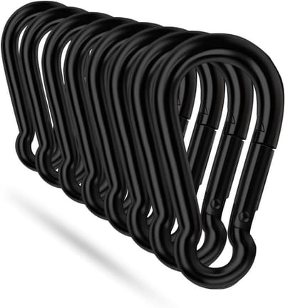 Zwarte Karabijnhaak - Veerhaak Snelkoppeling - Outdoor Kamperen - Zwaar Belastbaar - 6 cm Lengte - Zwart