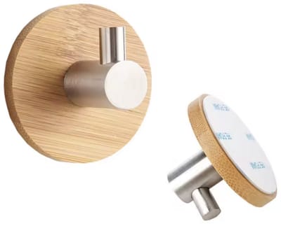Zelfklevende Haakjes - Houtkleur - 2 stuks - Ophanghaken - Zelfklevend - Handdoekhaakjes - Badkamerhaakjes - Keukenhaakjes - 5CM - Set Van 2 stuks - CHPN