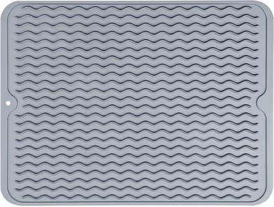 Afdruipmat voor servies - antislip, hittebestendig - 1 stuk - grijs - 40 x 30 cm