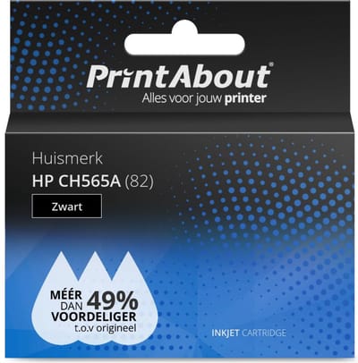 PrintAbout huismerk Inktcartridge CH565A (82) Zwart Geschikt voor HP