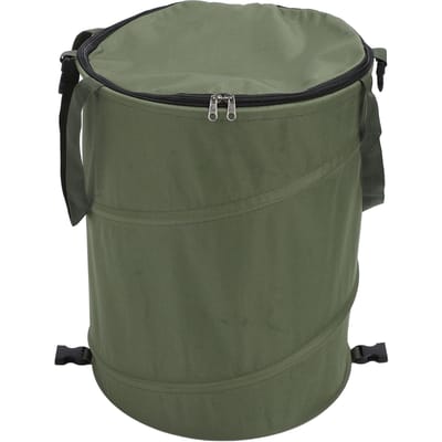 Poubelle de camping avec couvercle à fermeture éclair, grande capacité, pliable et portable, pour le jardin, 24 gallons gray