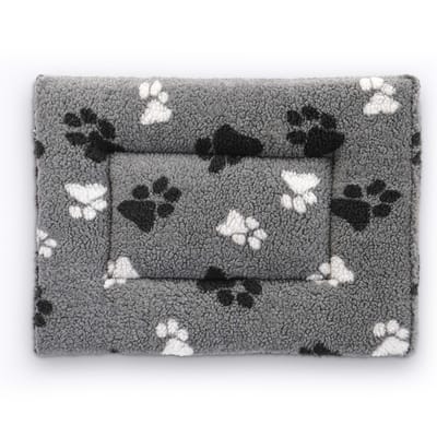 Vetbed® fleece kussen voor transportboxen grijs met pootjes 61x46x5cm hond