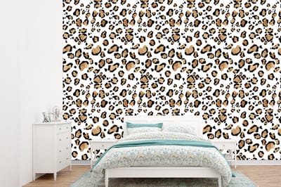 Behang - Fotobehang Panterprint - Bruin - Patronen - Breedte 360 cm x hoogte 260 cm