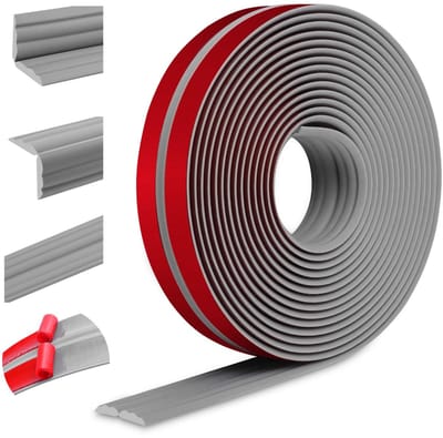Wandlijsten, decoratieve sierlijsten, hoekbescherming, wandlijst, pvc, hoek- en randbescherming (40 mm × 12 m, grijs)