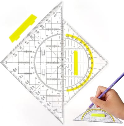Set van 2 Flexibele Geometrische Driehoeken met Handvat voor Teken- en Meetwerk op School en Kantoor