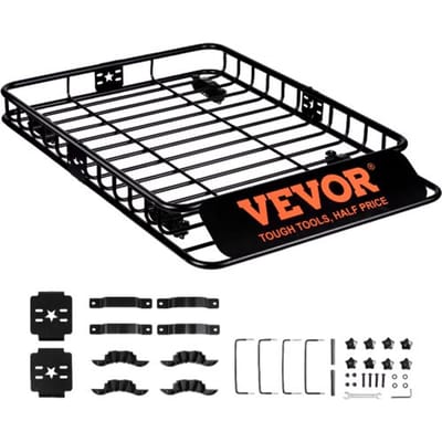 VEVOR Imperiaalmand Autodakmand Universeel 1168 x 914 x 114 mm, Imperiaalkuip 90 kg Draagvermogen Relingdrager Vrachtbagagedrager Zwart voor Kamperen, Barbecues, Autoritten etc.