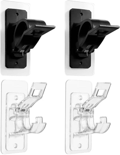 Dailygoods- Gordijnroedehouder Zelfklevend - Gordijnhouder - Multifunctionele Haakjes - 2 Paar - Robuust ABS - Eenvoudige Installatie - Gordijnhaak