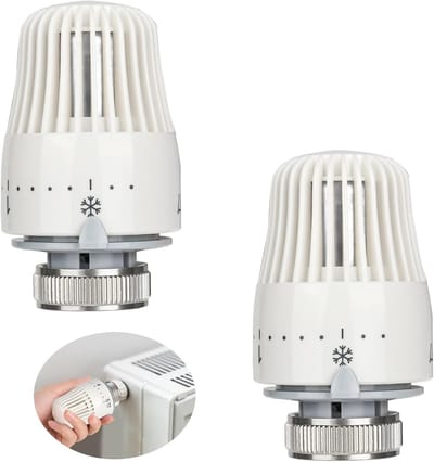 2 Stuks Thermostaatknoppen voor Radiator - Instelbaar met Vorstbeveiliging (M30 x 1,5)