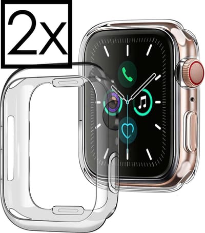Hoes Geschikt voor Apple Watch Series 1 38 mm Siliconen Case - Hoesje Geschikt voor Apple Watch Series 1 38 mm Hoesje Cover Case - Transparant - 2 PACK