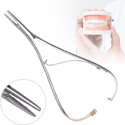 1 pièce Porte-aiguille dentaire Pince en acier inoxydable Instrument orthodontique Poignée dorée pour clinique dentaire