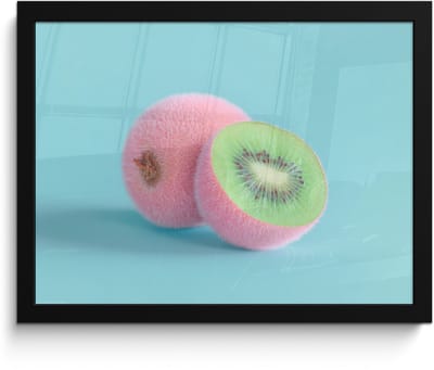 Poster in lijst - Fotolijst 40x30 cm - Posters - Kiwi - Blauw - Surrealistisch - Posterlijst zwart - Decoratie - Wanddecoratie woonkamer - Muurdecoratie slaapkamer