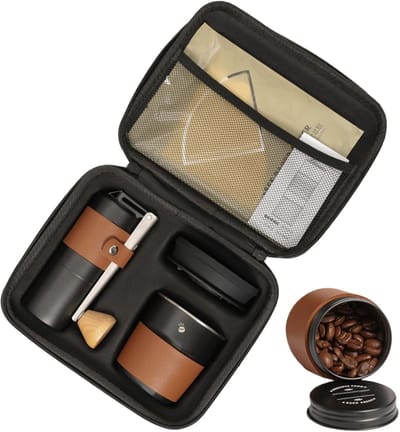 Koffiezet Kit - Draagbare Koffiemolen - Kamperen Reizen - Alles Inclusief - Compacte Set