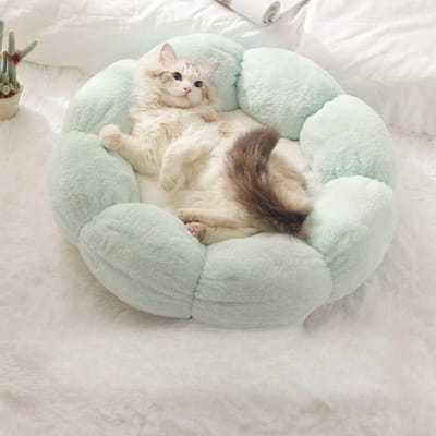 Bloemenmand Kat Huisdier Nest Rond Warm en Comfortabel Pluche Kattenmand Seizoensgebonden Universeel Huis Hondennest Huisdierbenodigdheden 40cm