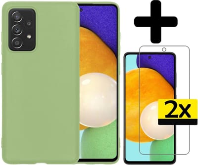 Hoesje - Met 2x Screenprotector - Geschikt voor Samsung Galaxy A52 - Sterk & Shockproof - Back Cover - Siliconen Case - Telefoon Hoes - Telefoonhoesjes - Groen