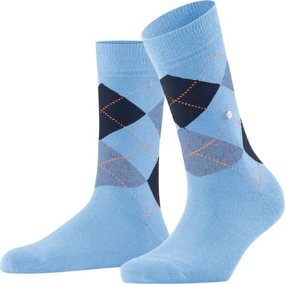 Burlington Queen gedessineerd katoen sokken dames blauw - maat 41-45