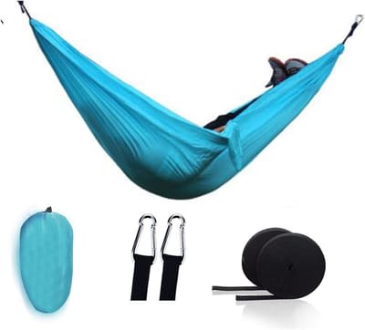 Kampeerhangmat - Nylon schommel - Outdoor ontspanning - Lichtgewicht duurzaam - 200 kg draaglast - Blauw