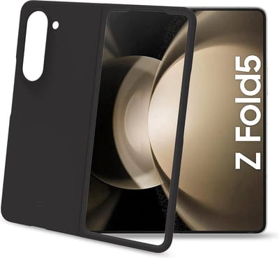 Celly Cromo Siliconen hoesje - Geschikt voor Samsung Galaxy Z Fold5 - TPU Back Cover - Microfiber - Zwart