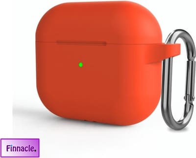Finnacle - Hoesje geschikt voor Apple AirPods 3 met clip - Donker oranje - Beschermhoes - Siliconen - Case - Soft case