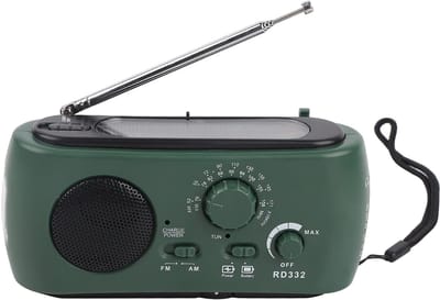 Store_8 - Solarradio - Draagbare crankradio - Noodradio met powerbank - Donkergroen - AM/FM radio - Geschikt voor wandelen en kamperen