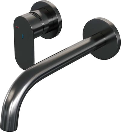 Brauer Gunmetal Edition inbouw wastafelmengkraan met gebogen uitloop en rozetten model C2 gunmetal geborsteld PVD