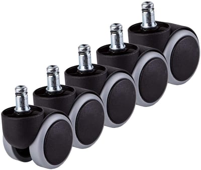Set van 5 Zwenkwielen voor Bureaustoel - 50mm Rubber Wielen - Krasvrij Kantoorstoel Rollen