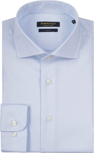 Steppin' Out Overhemd Slim-Fit Twill Lichtblauw - Maat XXL - Heren - Overhemden Formeel