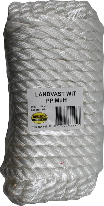 Landvast 16 mm x 15 meter  Wit