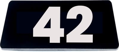 Nummerplaatje 42 - 80 x 50 x 1,6 mm - Zwart/wit - incl. 3M-tape | Nummerbordje - Deur en kamernummer - brievenbusnummers - Gratis verzending - 5 jaar garantie