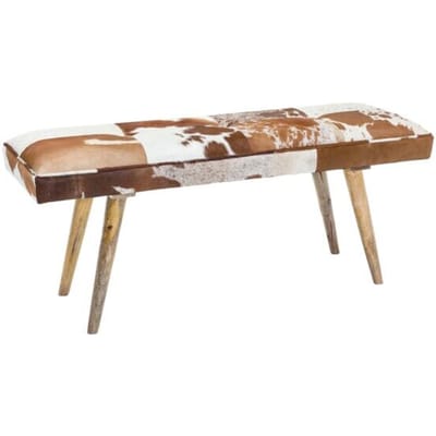 Geitenleer Bank - Salontafel - Sidetable - Bruin Wit - Modern en Elegant - Hoogwaardig en Duurzaam