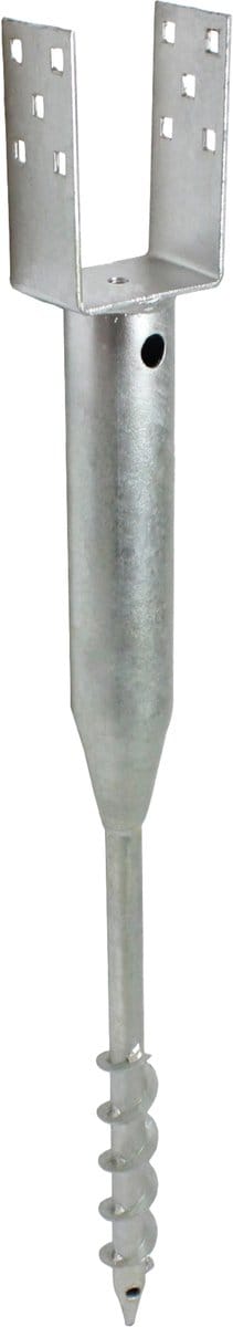 TRUTZHOLM Grondbus 10x10 cm om te Schroeven - U-Profiel Grondanker 86.5cm - Thermisch Verzinkt Vierkanthout 100mm Paalhouder