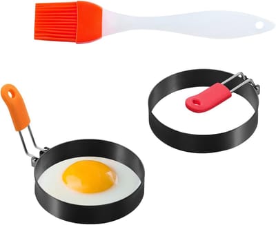 Eivormpjes Set - Spiegeleivorm - Ontbijt Maken - Antiaanbaklaag - 4 Stuks - Zilver
