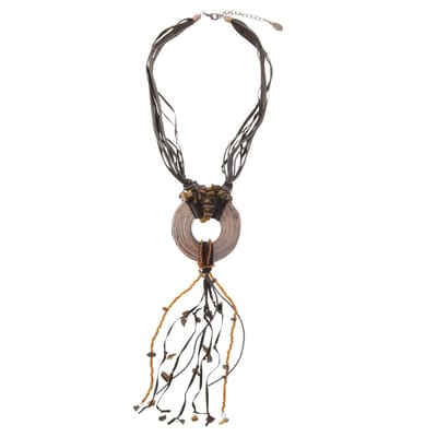 Behave - Bruine Kralen Ketting Tijgeroog 39,5 cm (+6 cm verlengketting) - Mode Sieraden Voor Dagelijks Gebruik