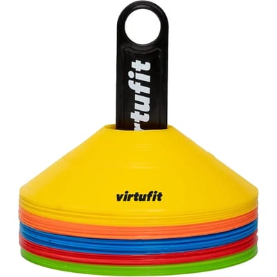 VirtuFit Trainingshoedjes - Pionnen - 50 Stuks - Voetbal - Markeerschijven - Inclusief Tas en houder