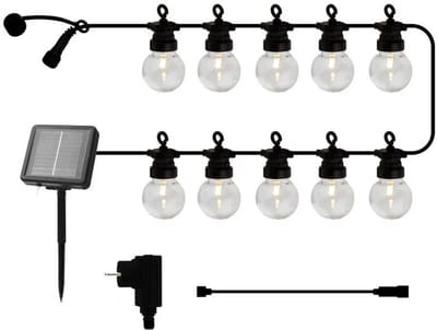 Sirius Lucas Clear Startset Solar en Transformer – Lichtsnoer Buiten 10 lampjes – Tuinverlichting Transparante Lampjes