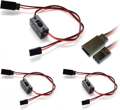 3 Power Switches met 15 cm Kabel en JR BEC Plug voor RC Ontvanger en Servo - Ideaal voor Lipo Accu en RC10 Voertuigen