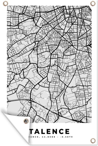 Muurdecoratie Talence - Plattegrond - Frankrijk - Kaart - Stadskaart - 120x180 cm - Tuinposter - Tuindoek