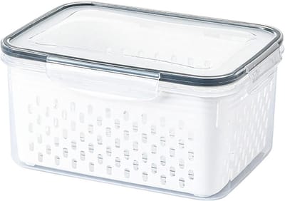 Multifunctionele Opslagmand voor Fruit en Groenten, Transparante Container met Afvoerontwerp, Ideaal voor Druiven en Sla (1850ml)