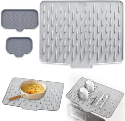 Siliconen Druipmat voor Keukengerei, Waterdoorlatende Drogenmat, Antislip Werkbladbescherming voor Keuken en Afwas met Effectieve Waterafvoer