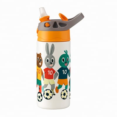 Retro Jaren 70 Geometrisch Patroon Drinkfles – Unieke Drinkfles voor Liefhebbers van Vintage Design - Waterfles voor kinderen (wit/oranje)