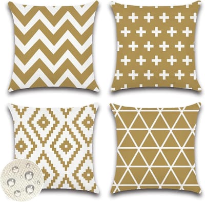 Kussenhoezen Set - Decoratieve Hoezen - Buiten Decoratie - Waterdicht Materiaal - 40 x 40 cm - Khaki