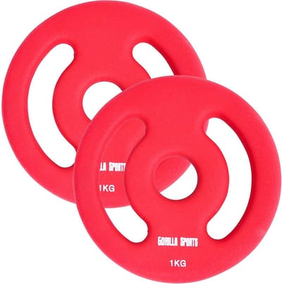Gorilla Sports Gewichtsschijf - Halterschijven - 2 x 1 kg - Vinyl - Rubber coating - Gietijzer - 30 mm