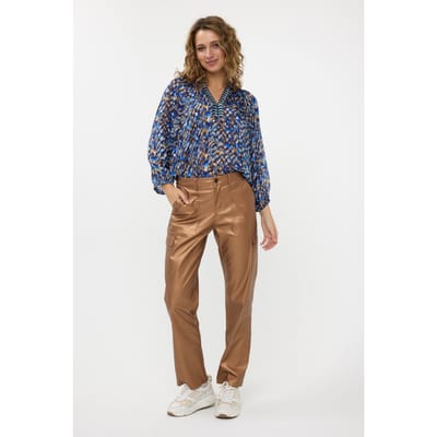 EsQualo Blouse Fancy Tape Mystery Estate Print Maat: 34 | Blouses Outlet | Dames | Blauw