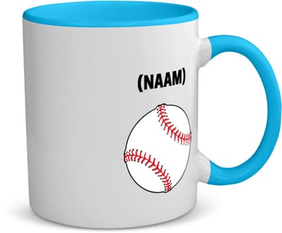 Akyol - honkbal met eigen naam koffiemok - theemok - blauw - Honkbal - honkballer - sport - 350 ML inhoud