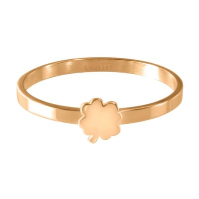 Quiges Stapelring Dames - Vulring Klaver - RVS Roségoudkleurig - Maat 19 - Hoogte 2mm