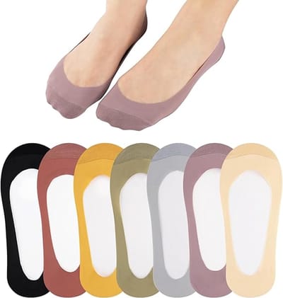 Onzichtbare sokken voor dames, antislip, extra laag model, katoen, dunne onzichtbare sokken, platte boord, set van 7 paar