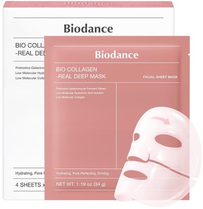Biodance Bio-Collagen Real Deep Mask Pack of 4 - Face Masks, Face Mask, Women, Face Mask, Face Mask, Pore Refining, Wrinkle Treatment
